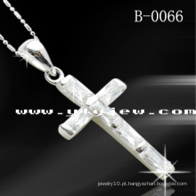 Pingente de prata da cruz de 925 CZ (B-0066)